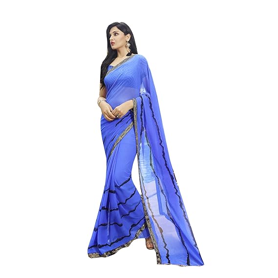 Womens Georgette Saree With Blouse Piece (SHNPL8557SSSR012_Blue)