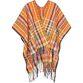 Urban CoCo Womens Vintage Knit Shawl Wraps Open Front Poncho Cape for Fall Winter