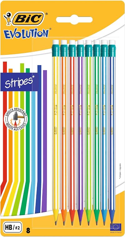 BIC Evolution Graphite Pencils 8 Pack HB Pencils with Eraser