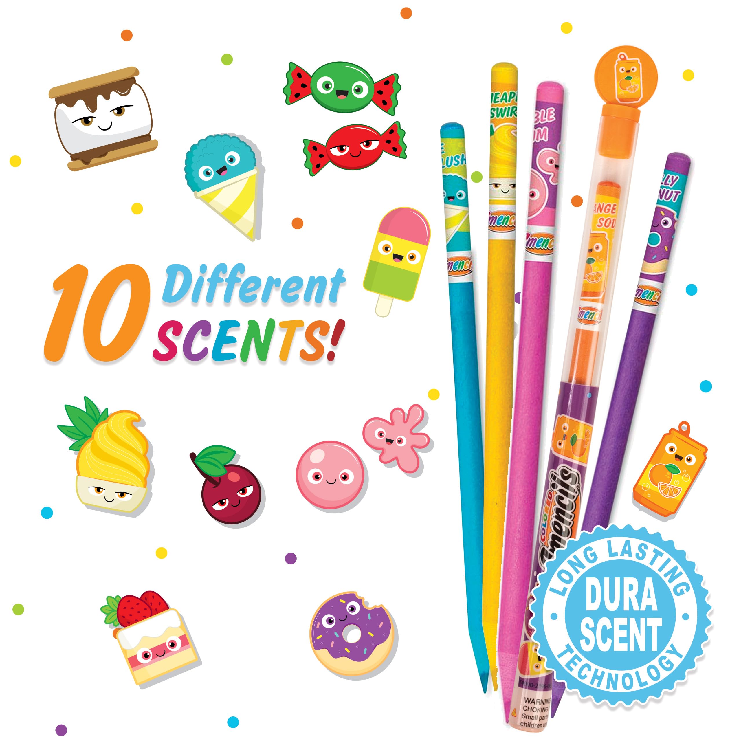 Colored Smencils - Patented Gourmet Scented Colored Pencils made from Recycled Newspapers, 10 Count, Gifts for Kids, School Supplies, Classroom Rewards