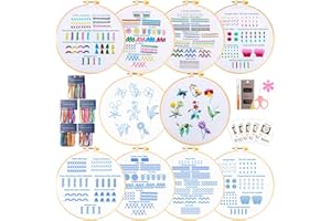 BOZUAN 36 Stitches Embroidery Kit for Beginners, 4 Set Embroidery Stitches Practice Kit, Cross Stitch Kits for Adults with Embroidery Patterns, Beginner Embroidery Kit, Embroidery Kits for Adults
