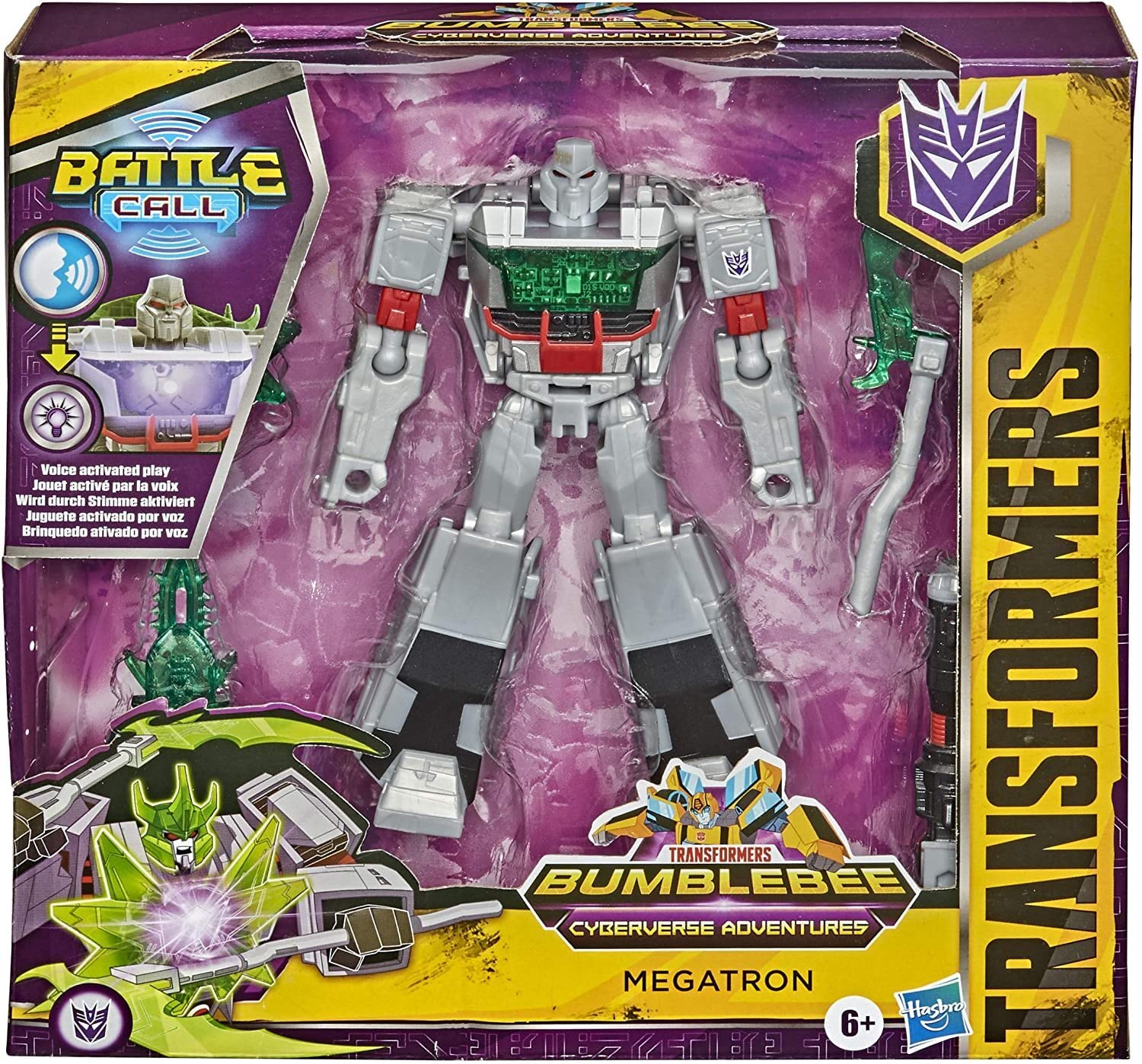 Transformers Bumblebee Cyberverse Adventures Battle Call Trooper Class Megatron, Voice Activated Energon Power Lights, Ages 6 and Up, 5.5-inch