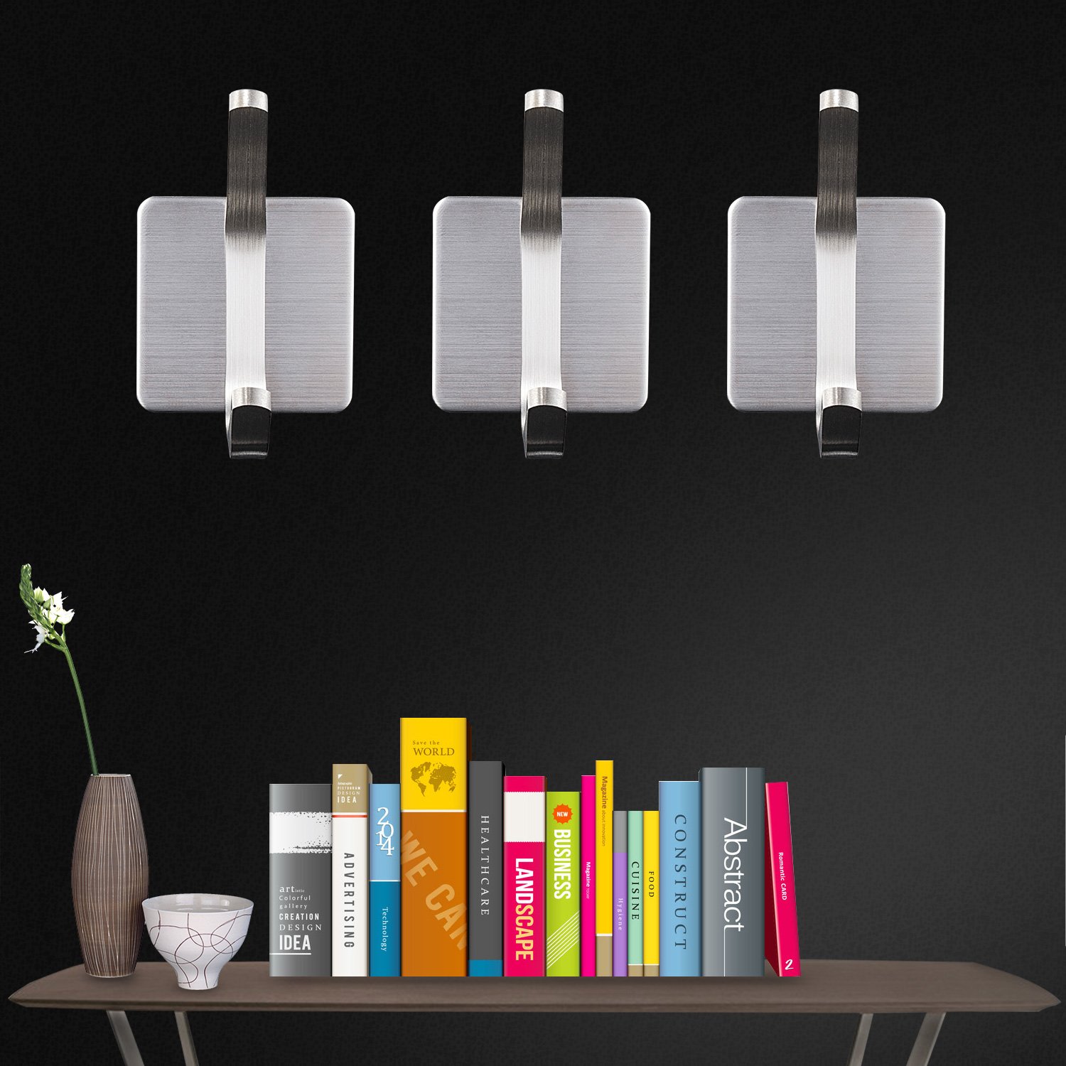 Taozun Coat Robe Hook 3M Self Adhesive Towel Hooks Bathroom SUS304 Stainless Steel Brushed 4 Pack