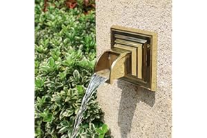SUMGREEN Exquisite Handcrafted Solid Brass Waterfall Fountain Spout, Water Fountain Scupper Luxury Landscape Decoration for Pools, Ponds, Water Walls (4.76 Inch)