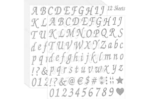 TSMOLLYU 12 Sheets Glitter Letter Stickers,Self Adhesive Alphabet Number Stickers,letter and Number Stickers,Decals for Mailbox,DIY Crafts Art Making,Sign,Cars,Business,Address Number,Scrapbook, Grad Cap Decoration,Classroom Decor(Silver)