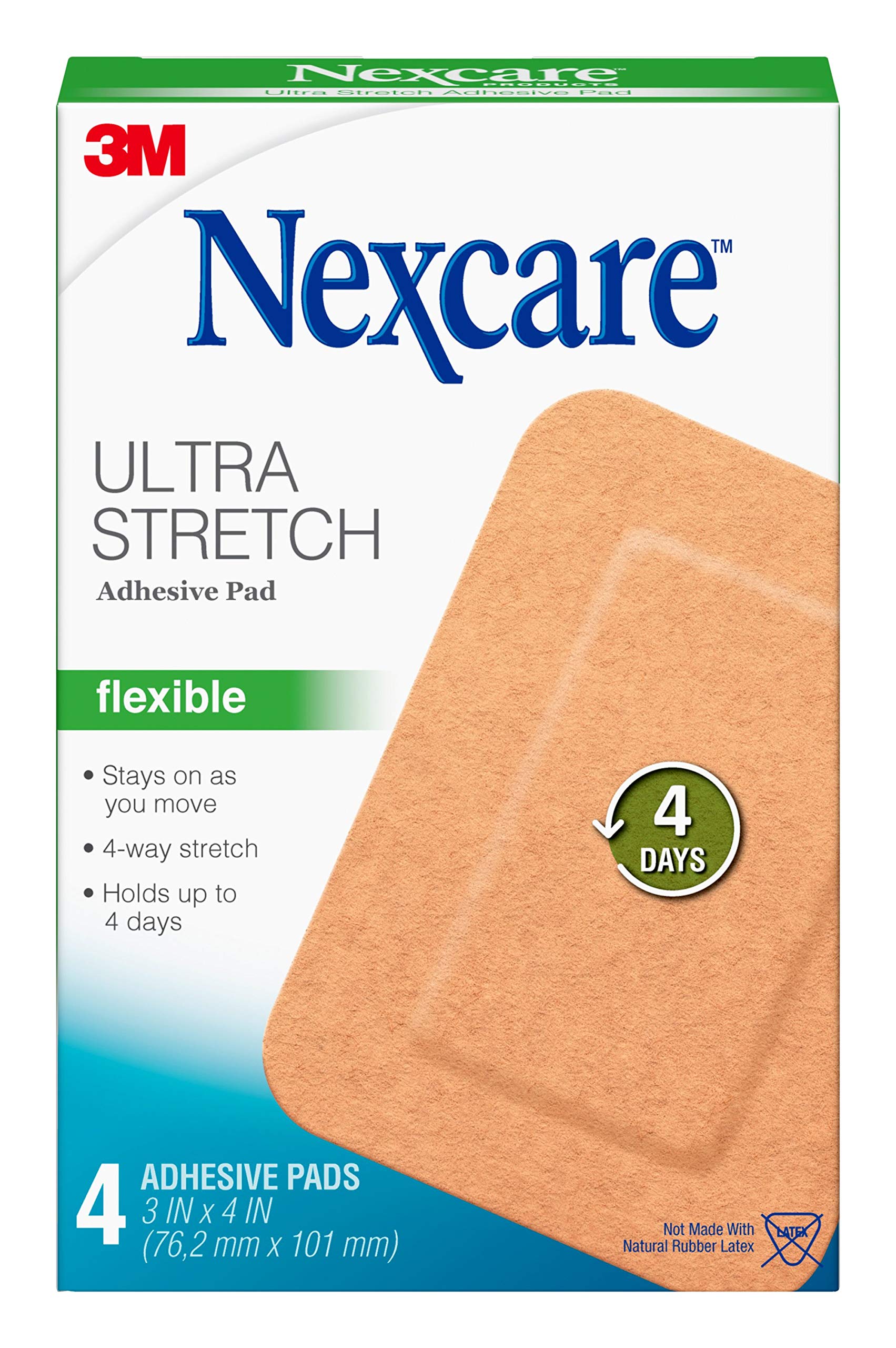 Nexcare Ultra Stretch Adhesive Pads, 3 x 4 in, 4