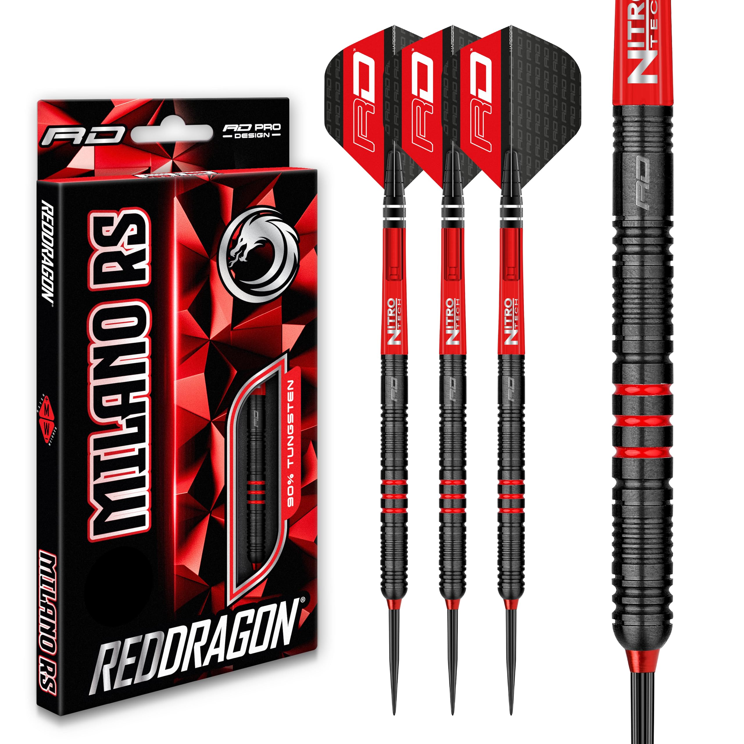 RED DRAGON Milano RS 26g Tungsten Darts with Flights and Stems