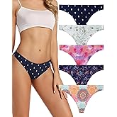 voenxe Seamless Women Underwear Thongs,No Show Ladies Thong,No Line Workout Breathable Comfortable Panties,Soft Undies,5-Pack