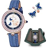 Women's Watch Butterfly Watches for Women Moving Butterflys Hands with Genuine Leather Strap Bee Watches for Women BLACK BY BLUE BRAVE Butterfly Lovers, Sapphire Crystal Glass combining Cubic Zirconia Stones and 3.5mm Synthetic Crystal Women's Wrist Watch