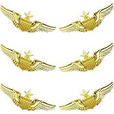 Gold Wings Pin Metal Aviator Wings Pin Senior Pilot Wing Badge 2.32" for lapel pins for clothes,hats,jackets,Shirt,professional uniforms(6-Pack)