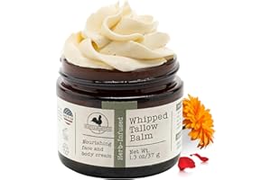 Hearth & Homestead Whipped Beef Tallow for Skin & Face – 100% Grass Fed, Eczema Cream & Body Butter – Organic Olive Oil, Cale