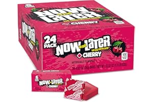 NOW AND LATER Now & Later Candy, Cherry Flavor, 0.93 Ounce Bars (Pack of 24)