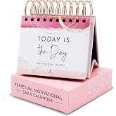 Motivational Desk Calendar with 366 Daily Quotes, New Job Gifts for Women | Daily Affirmation Calendar &amp; Reflection Prompts, Inspirational Gifts for Women, Pink Desk Accessories &amp; Pink Office Supplies