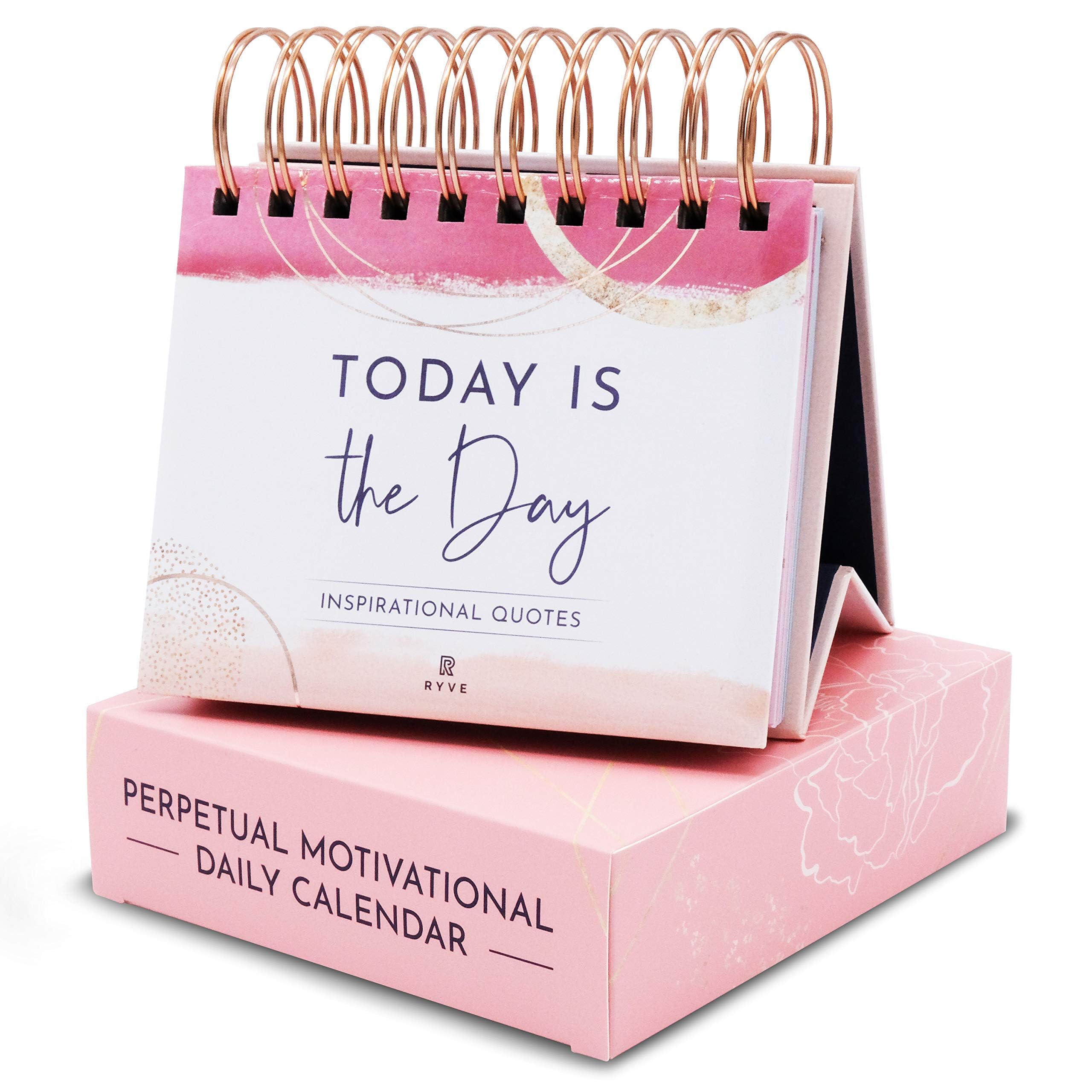 RYVE Motivational Calendar - Daily Flip Calendar with Motivational Quotes - Inspirational Love Gifts for Women, Office Décor/Office Gifts, Desk Decorations For Women, Pink — image 1