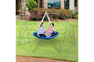 SMKIDSPORT 10FT Dome Climber Swing, 45 Inch Saucer Swing for Climbing Dome, 300 LBS Heavy Duty for for Tree Swing Set Backyard Indoor (Swing Only Not Included The Dome Climber)