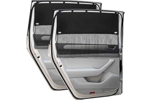 DIZA100 Car Window Shades, 2 Pcs Half Blackout & Half See-Through Magnetic Sun Shade for Rear Window Covers with Fixed Suction Cups,Car Curtains for Baby Sun/Heat/UV Protection