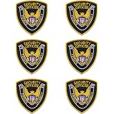 RYNO GEAR Embroidered Sew-On Patch Bundle for Uniforms. (Private Security Shoulder Patch-Gold on Black, Pack of 6)