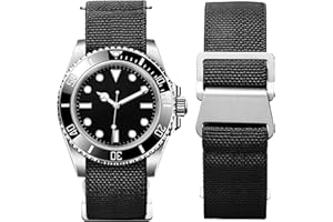 BINLUN Elastic Nylon Watch Band 18mm 20mm 22mm Marine Nationale Fabric Military Parachute Replacement Watch Strap Men Women Silver & Black Buckle - Upgraded Hook-and-Loop Buckle