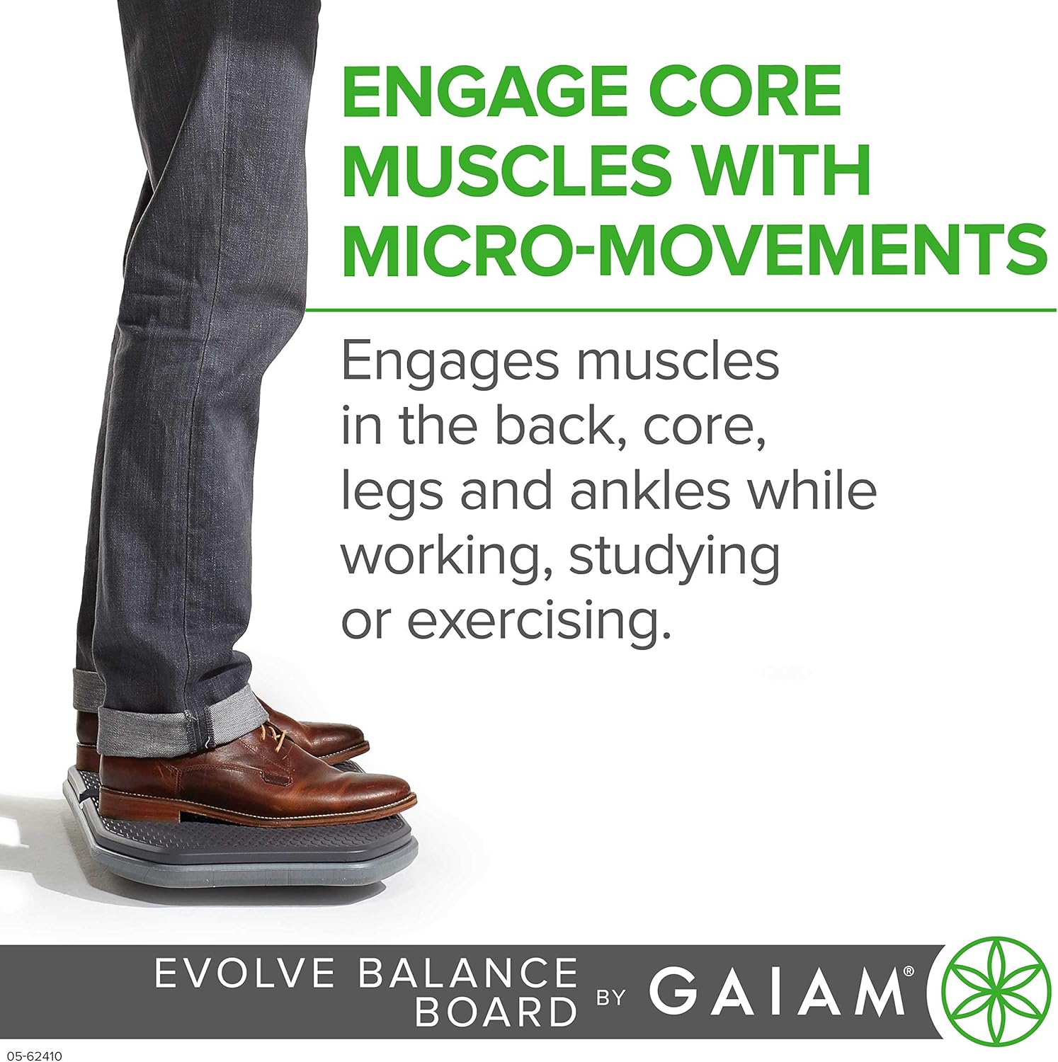 Gaiam Evolve Balance Board for Standing Desk - Stability Rocker Wobble Board for Constant Movement to Increase Focus, Alternative to Standing Desk Anti-Fatigue Mat : Sports & Outdoors