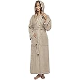 Arus Women's Hooded Classic Bathrobe Turkish Cotton Robe with Full Length Options