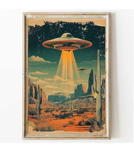 Amazon.com: Flying Saucer UFO Poster Print, Sci-fi Gift, UFO Wall