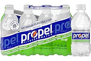 Propel Electrolyte Enhanced Water Sports Drink, Kiwi Strawberry Flavored Water, Zero Calorie & Zero Sugar Hydration with Electrolytes and Vitamins C & E, 12 fl oz Water Bottles (8 Pack)