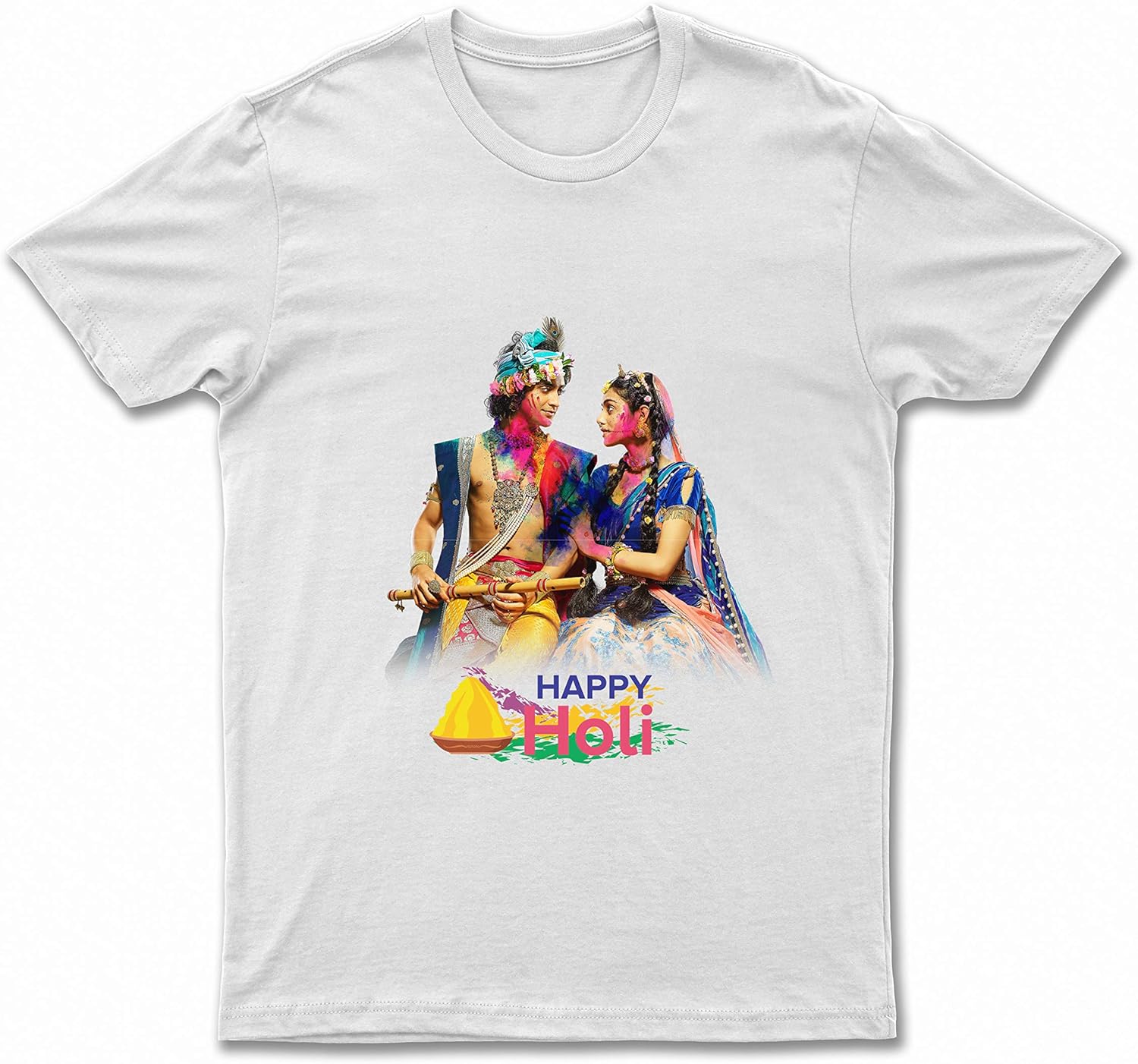 Buy Radha Krishna Holi Printed Unisex Tshirt by LOLJU Gifting White at Amazon.in
