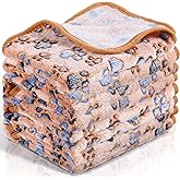 Tatuo 4 Pcs Dog Blanket for Pet Cat Blankets Indoor Puppy Teething Stuff Toys Paw Print Fleece Soft Blanket Sleep Mat for Guinea Pig Cage(Coffee,Small(24 x 16 Inch))