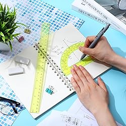 Zonon 2 Pack 12'' Plastic Ruler and 6'' Plastic