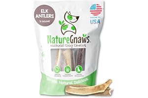 Nature Gnaws USA Elk Antlers for Dogs 5-8" (3 Count) - Mix of Split and Whole Pieces - Long Lasting for Aggressive Chewers - Natural Dog Chew Bones