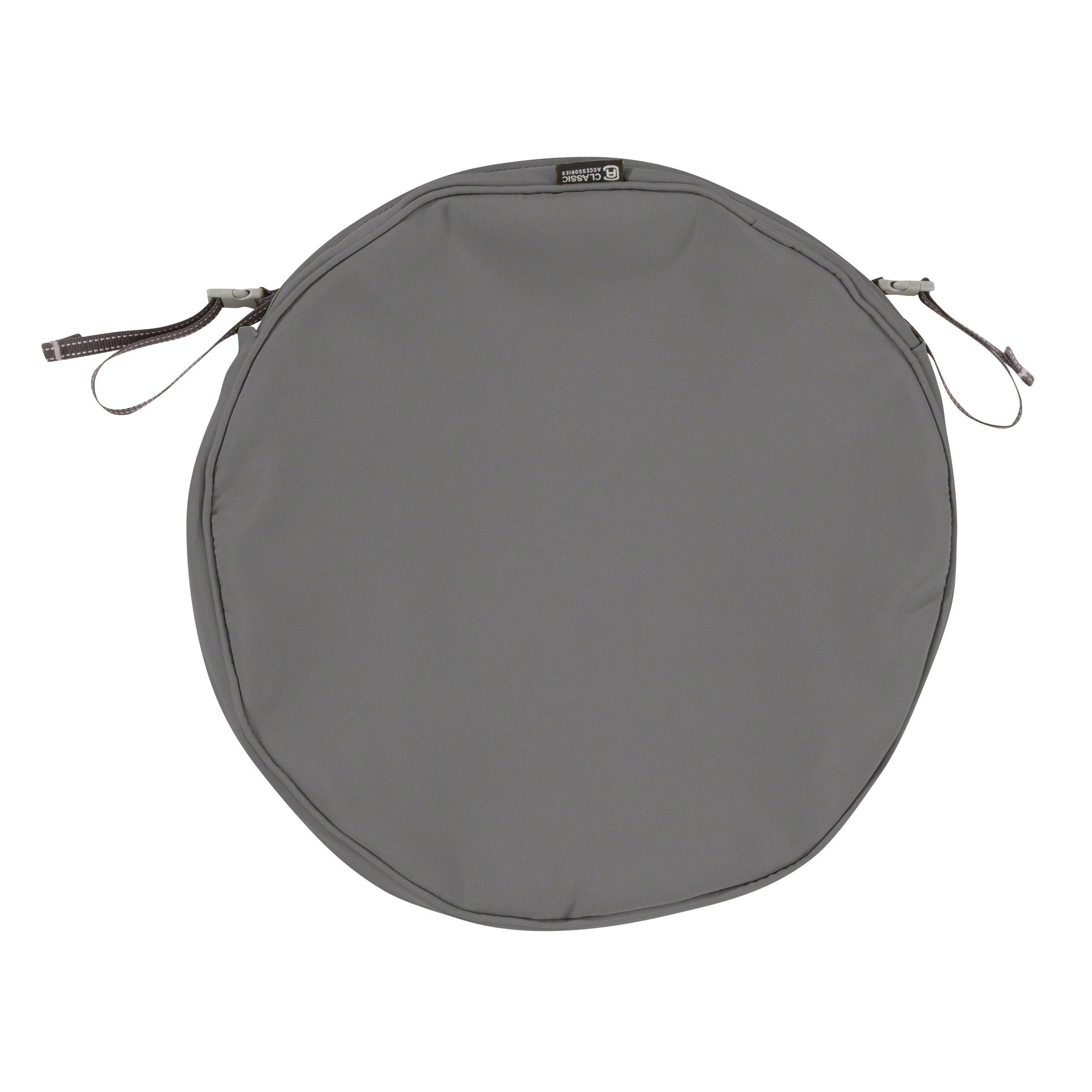 Classic Accessories Montlake Water-Resistant 18 x 2 Inch Round Outdoor Chair Seat Cushion Slip Cover, Patio Furniture Cushion Cover, Light Charcoal Grey, Patio Furniture Cushion Covers