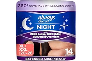 Always Discreet Adult Incontinence Overnight Underwear for Women, XL, Up to 100% Bladder Leak Protection, 14 Count