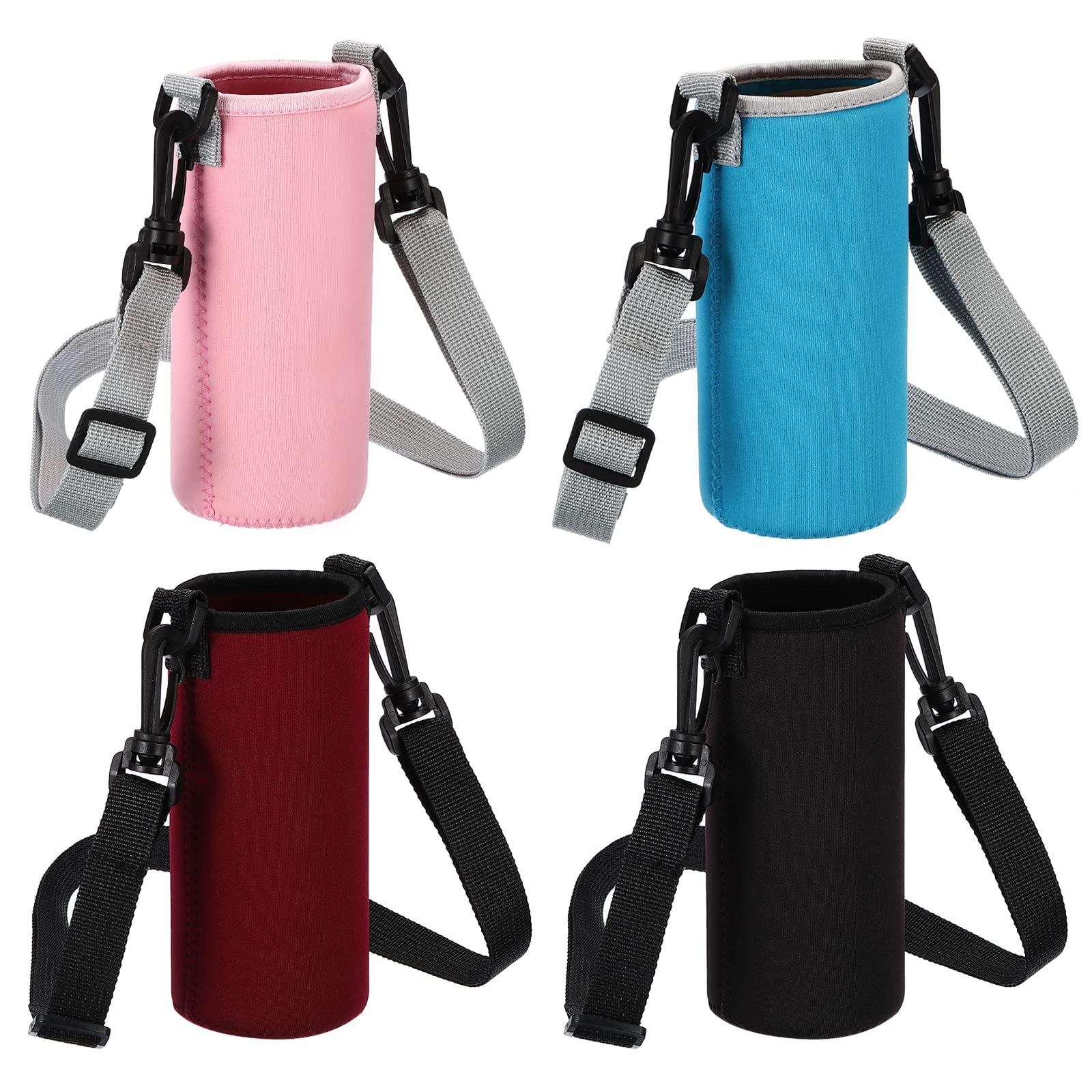 PATIKIL 65mmx155mm Water Bottle Sling Bag, 4 Pack Neoprene Portable Insulated Bottle Holder Carrier with Adjustable Shoulder Strap, 4 Colors