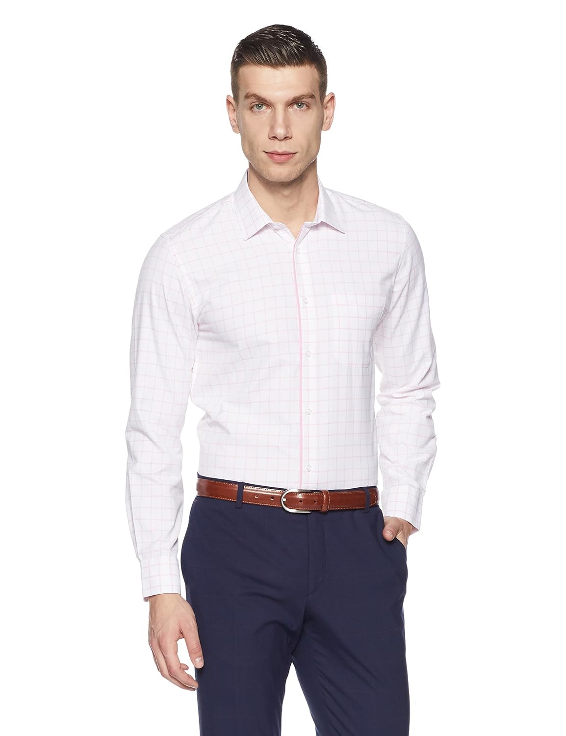 peter england men's solid slim fit formal shirt