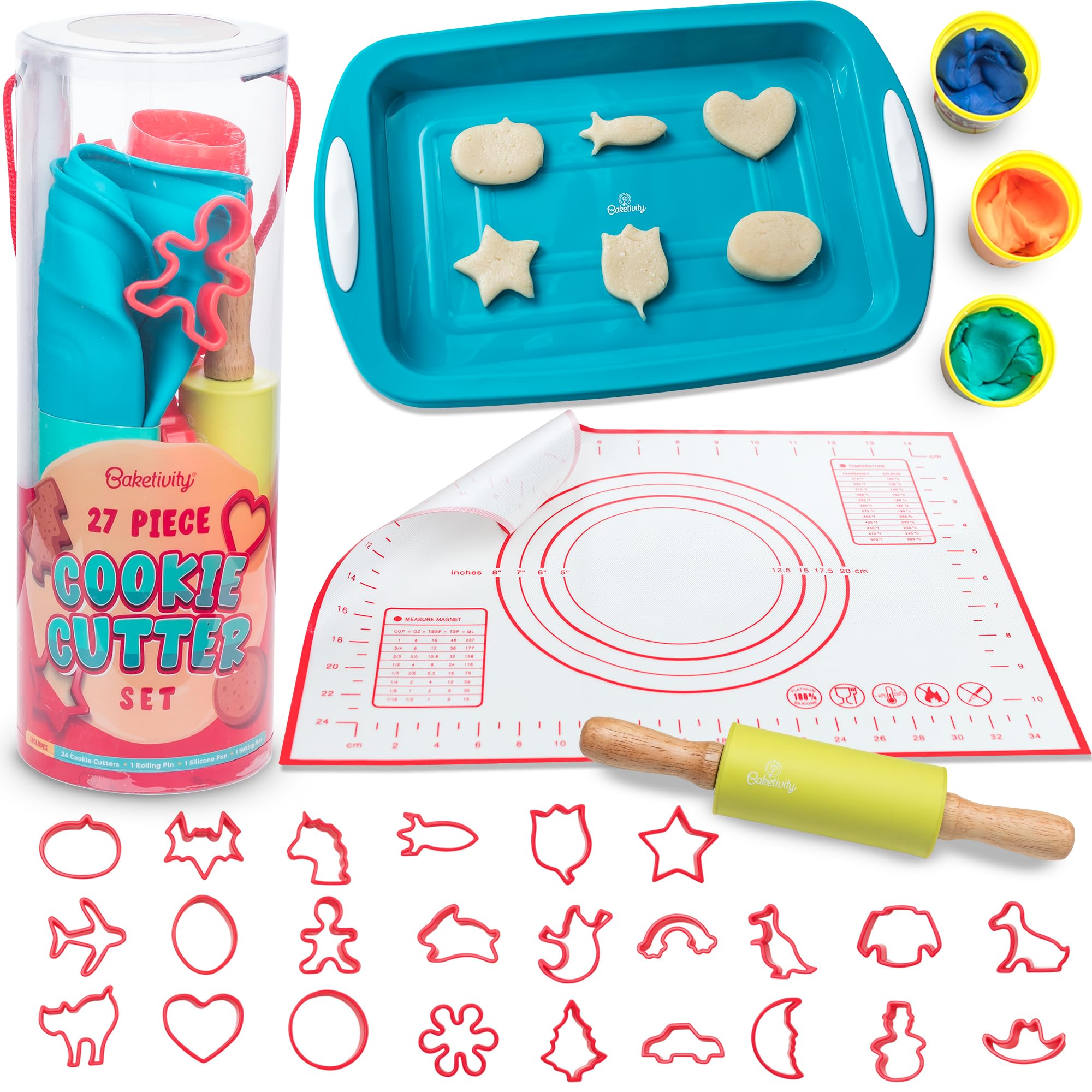 Baketivity Cookie Cutter Set For Kids, 24 Assorted