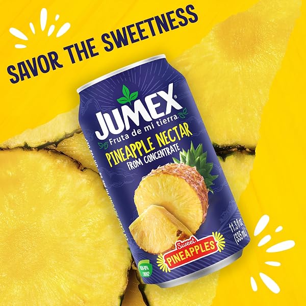 JUMEX PINEAPPLE JUICE NECTAR – MADE WITH FRESH FRUIT PUREE FROM CONCENTRATE FOR TROPICAL FRUIT SMOOTHIE MIX, COCKTAIL MIXERS & KIDS DRINKS & BEVERAGES – 11.3OZ, 24 PACK PINEAPPLE JUICE CANS