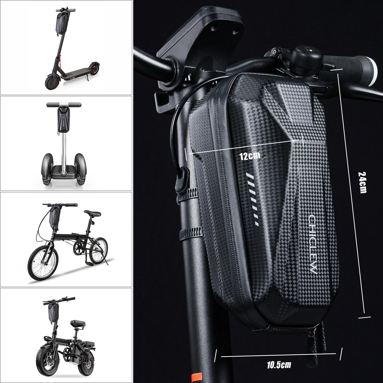 Portable Electric Scooter Bag, Quick Release Scooter Storage Bag with 2L/3L Large Capacity, Waterproof Scooter Front Handlebar Bag for Carrying Phone, Wallet, Charger Tools, Repair Tools