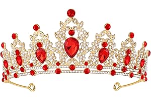 Queenship Tiara Crown for Women, Queen Tiara for Birthday Prom Bridal Party Custome Red