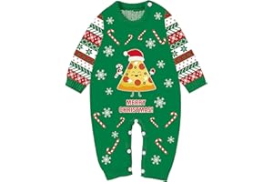 Meteorito Baby Boys Girls Christmas Outfit Knitted Sweater Romper Long Sleeve Button Closure Xmas Clothes 0-24M