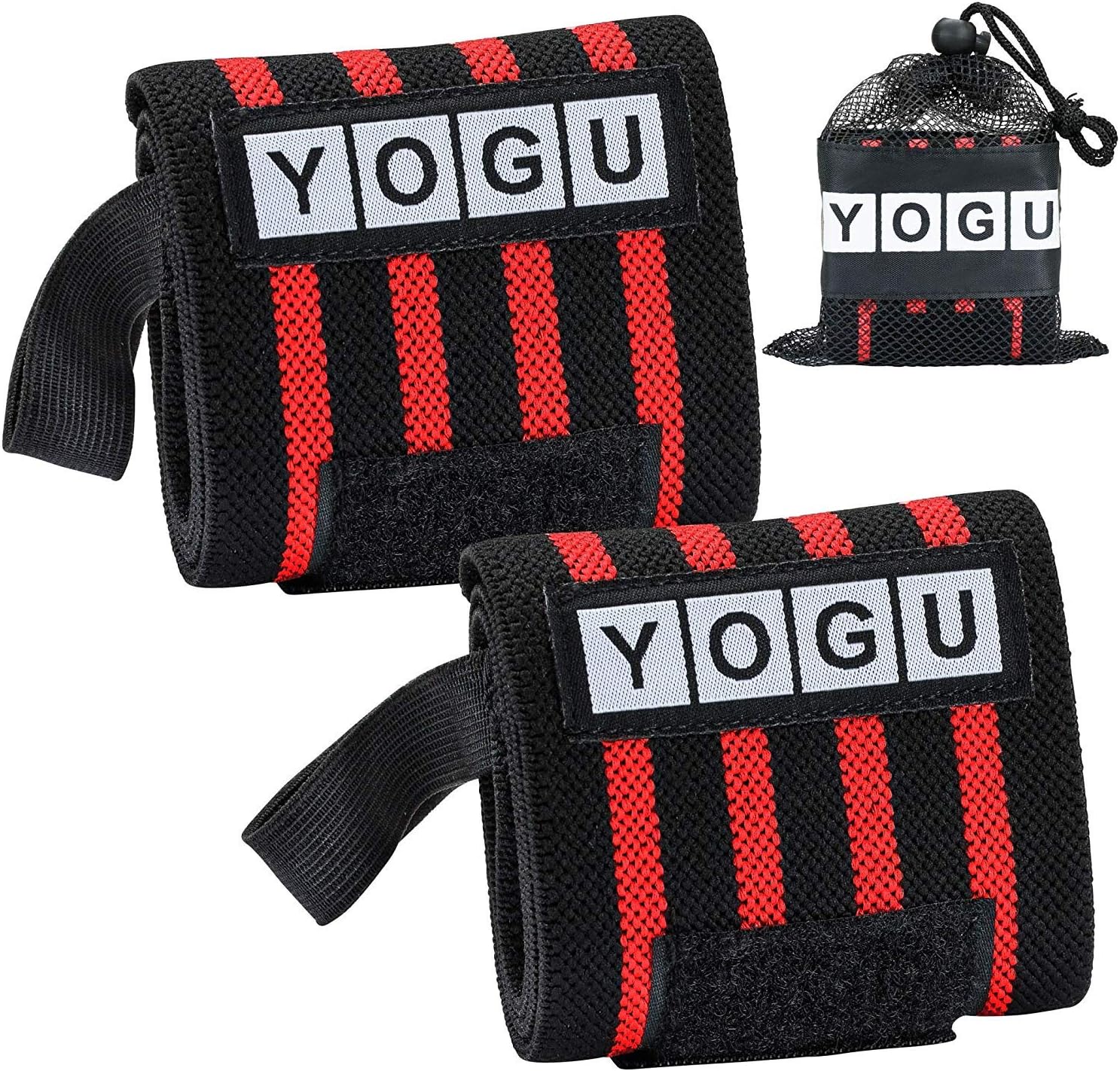 YOGU Wrist Wraps with Thumb Loops Wrist Support Braces for Heavier Weight Lifting Xfit Powerlifting Crossfit Strength Training Gym Workouts Bodybuilding Wrist Straps 18" Pair with Free Carry Bag : Sports & Outdoors