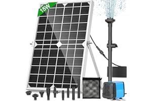 FEOXSHAL Solar Water Fountain Pump, 15W Solar Pond Pump 190GPH Solar Powered Water Pump
