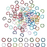 PH PandaHall Colored Jump Rings, 160pcs 16 Colors Iron Open Jump Rings 8mm O Ring Connectors Jewelry DIY Findings for Keychain Choker Earring Necklaces Bracelet Making, 18 Guage