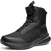 CENNID Men's Waterproof Tactical Work Boots Side Zipper Military Orthopedic Leather Boots Lightweight Motorcycle Combat Hiking Boots Trooper