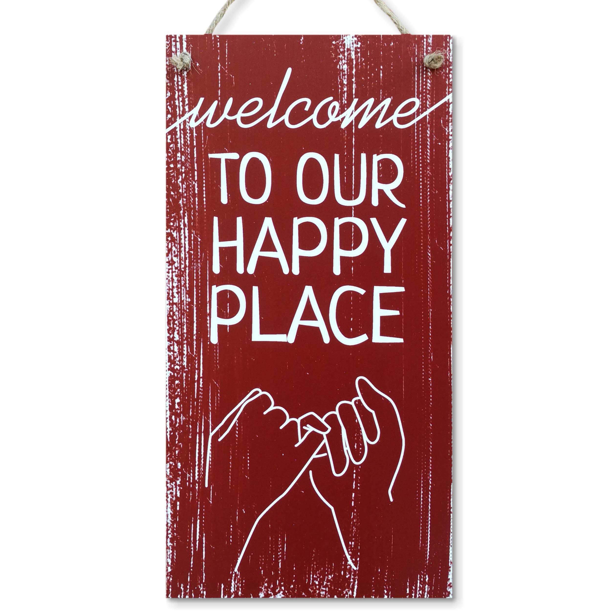 CARISPIBET Welcome to our happy place Home signs decorative sign wall art happiness and positivism wholesome house décor 12" x 6"