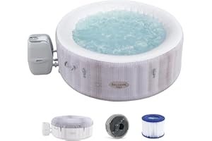 Bestway SaluSpa Cancun 2 to 4 Person Inflatable Hot Tub, Round Energy-Efficient Portable Outdoor Spa with 120 AirJets, 71" x 26"