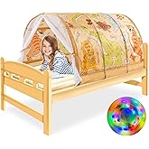 ANC POP Bed Tent for Kids with LED Strip Lights 55'' x 41'' x 31.5'' Toddler Bed Tent Foldable Game House for Children Play Tents for Girls Boys Sleeping Canopy Playhouse (Yellow-Animal)