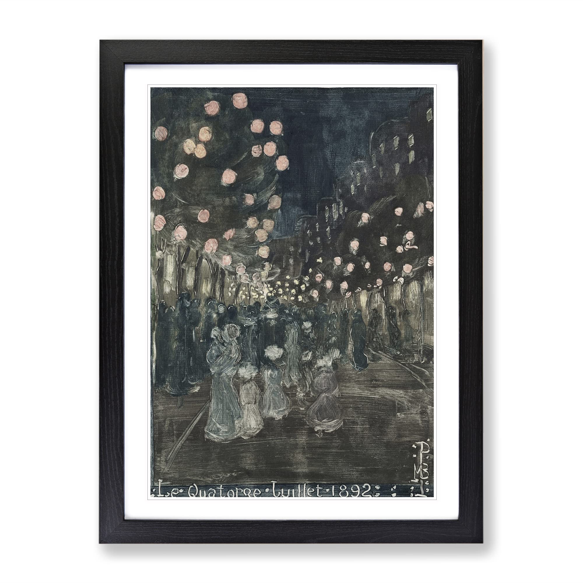 Maurice Pendergrast Bastille Day Classic Painting Framed Wall Art Print, Ready to Hang Picture for Living Room Bedroom Home Office Décor, Black A4 (34 x 25 cm)