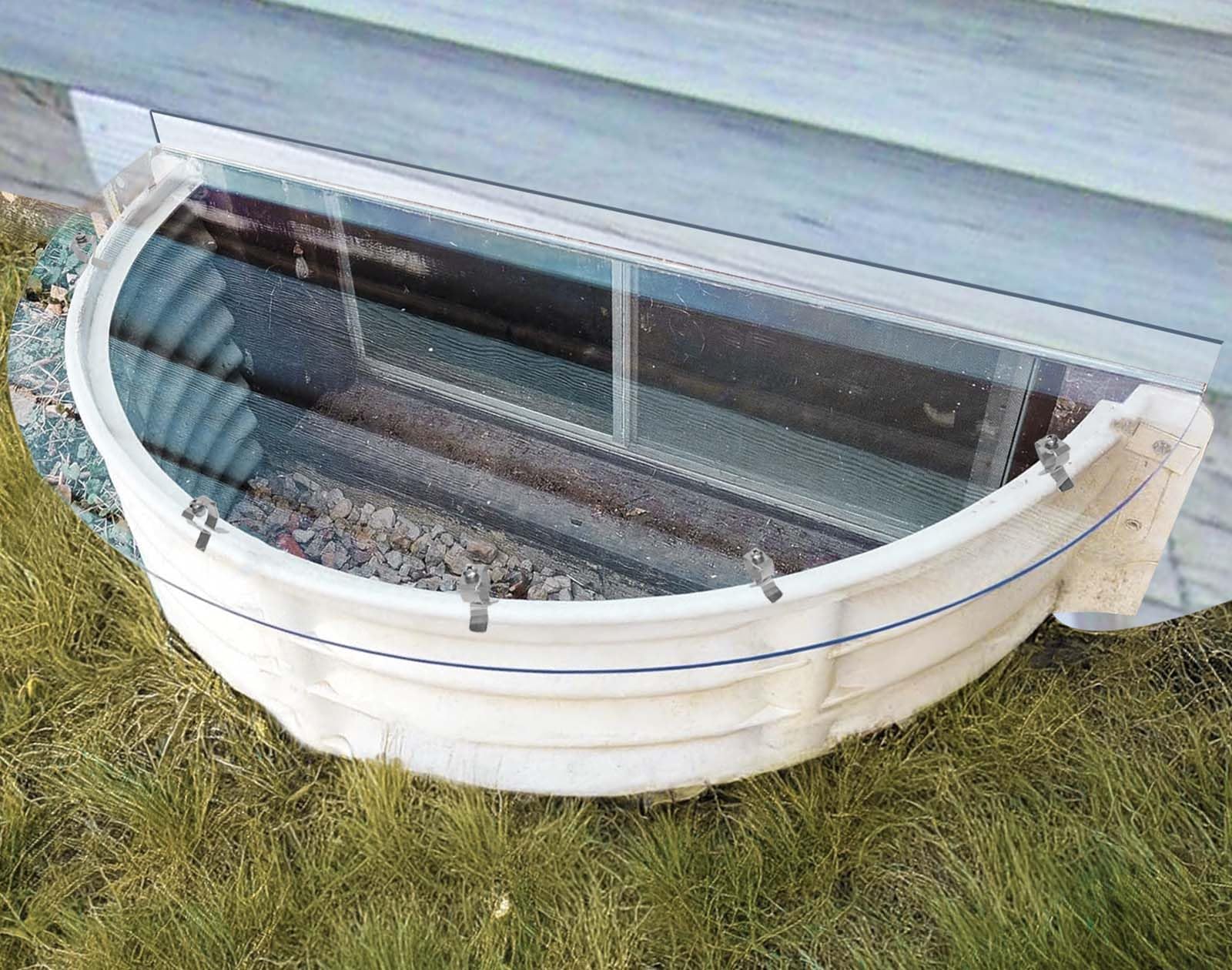 Photo 1 of **COVER ONLY** QIPRAONO Basement Window Well Covers Outside, Heavy-Duty Egress Window Well Cover Clear, All-Weather Against Debris, UV Resistant, Tear-Resistant, Waterproof, Windproof (Only Cover)43" X 23"