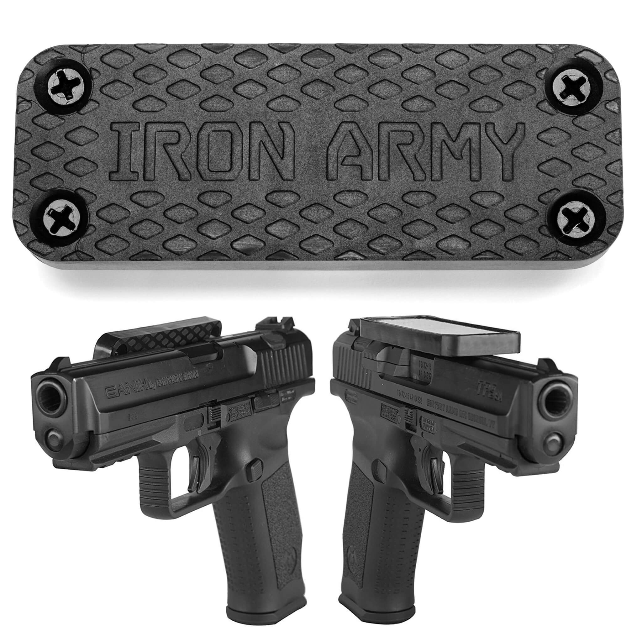 Iron Army Magnetic Gun Mount: Improved Gun Magnet For Up To 43lbs, Concealed Handgun Holster For Car, Desk, Bedside, Non-Scratch Rubber Coating - For Firearm, Shotgun, Pistol, Revolver