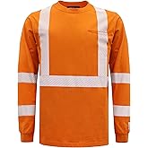 BOCOMAL FR Hi-Vis Shirts 6oz Lightweight High Visibility Reflective Flame Resistant/Fire Retardant Shirt Men's Safety Shirts